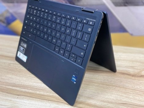 HP Elite Dragonfly Chromebook x360 touchscreen business laptop with sleek blue design and 360-degree convertible display